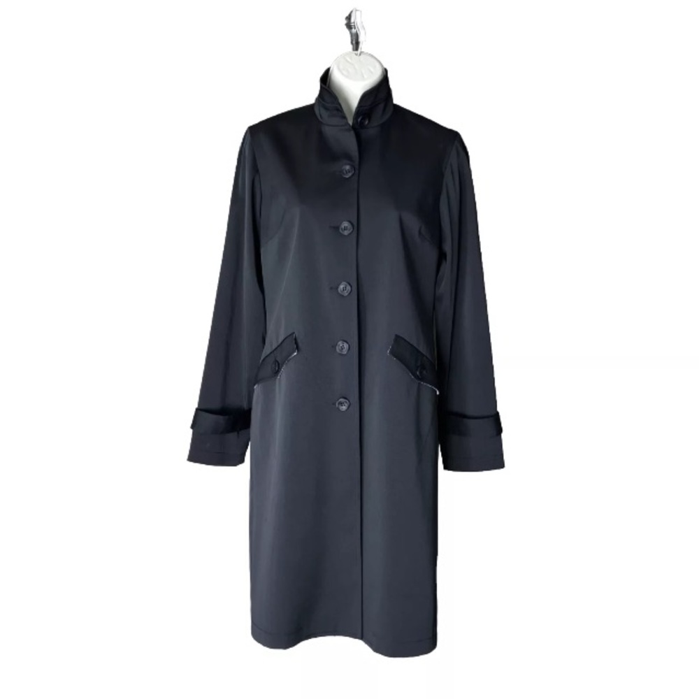 Peros DC Clothing Women’s  Long Lined Canvas Black Overcoat Day Coat Jacket 2